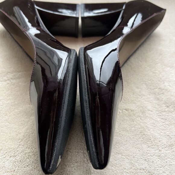 Marc Fisher Zala Dark Brown Patent Leather Block Heel Pumps Women’s 9 Pointy Tie - Picture 14 of 14